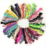 20pc Lace Printed Glitter Solid Assorted No Crease Hair Ties [Misc.]