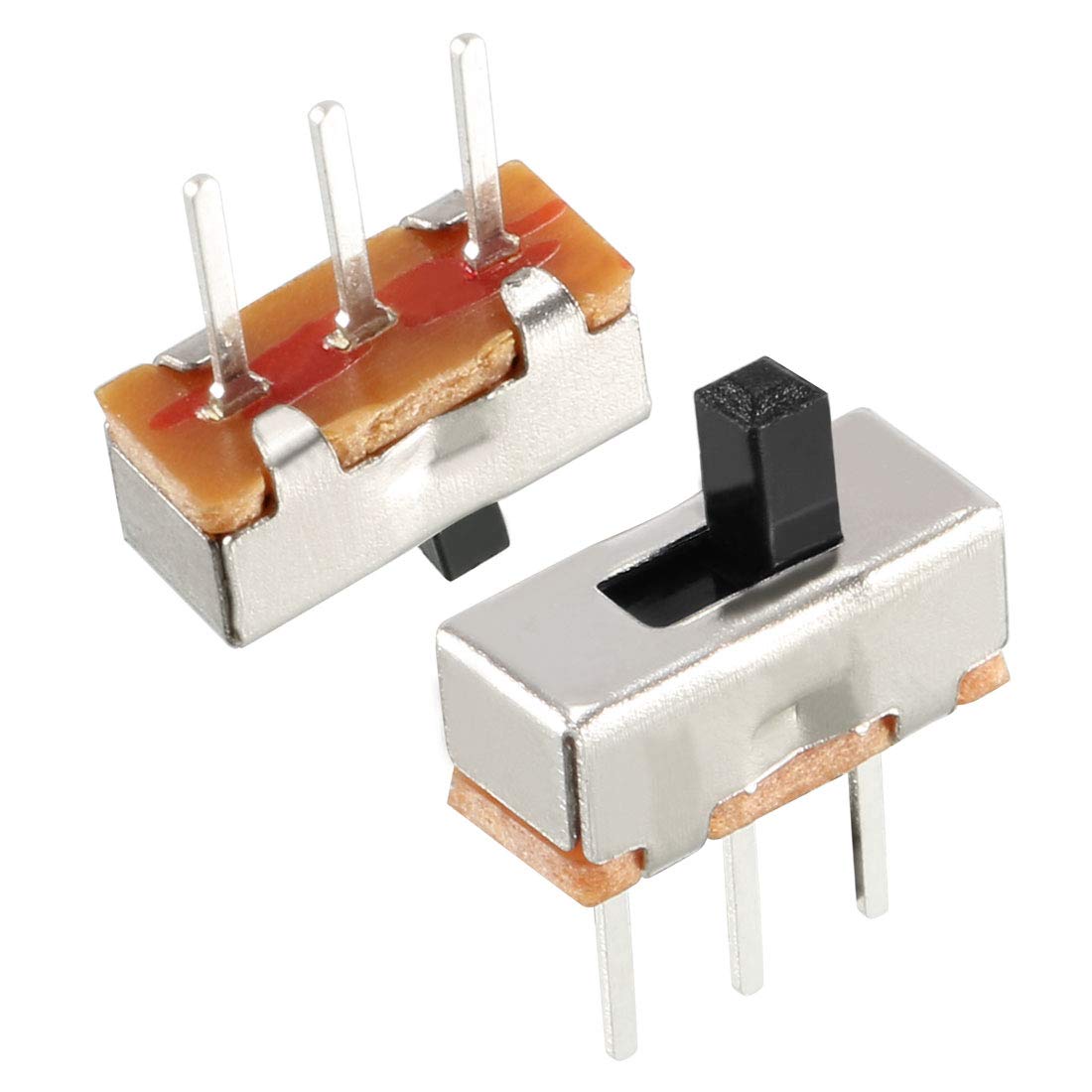 sourcing map 100Pcs 3mm Vertical Slide Switch SPDT 1P2T 3 Pins PCB Panel Latching