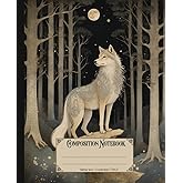 Composition notebook. Fairytale wolf: Vintage wild forest animal illustration theme. Cute Aesthetic nature theme journal for School, College & Work.