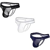 BYMNSZZ 3 Pack Men's Sexy Underwear See-through Mesh Breathable Briefs Pouch Lingerie Thongs Underwear