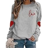 Valentine Sweatshirts for Women Heart Sweatshirt Cute Valentine Shirt Valentines Day Long Sleeve Pullover Top