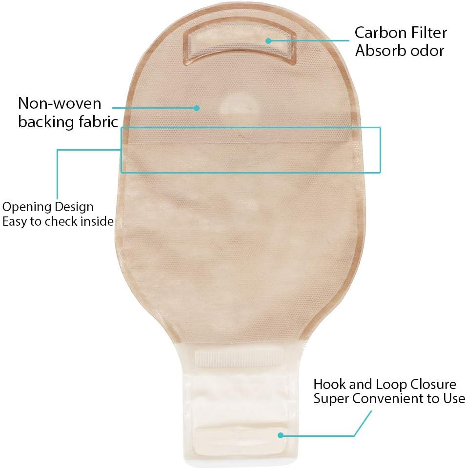 LotFancy 20 PCS Colostomy Bag, One Piece Drainable Pouches with Hook and Loop Closure for Ileostomy Stoma Care, Cut-to-Fit(Max 60mm), Pack of 20: Health & Personal Care
