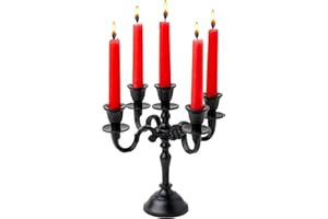 Rely+ 5 Arm Baby Candelabra Black Matte 8 Inch Taper Candle Holders Gothic Candelabro Decorations Candlesticks Holder Home De