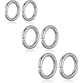 6 Pieces Clip on Earrings Silver Fake Hoops Non-Piercing for Men Women Cool Stainless Steel Clip on Earring Unisex Hoop Ear Clips Three Pairs of Different Sizes