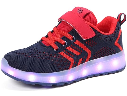 GJRRX Frühling-Sommer-Herbst-Breathable LED Schuhe 7 Farben USB Aufladbare Leuchtschuhe Kinderschuhe für Halloween Weihnachte
