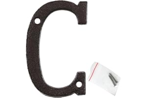 ROSLYONG 3 Inch House Letter, Address Letter for House, Metal Letters for Outdoor Signs, Cast Iron Metal Letter, Vintage Solid Metal Mailbox Number, Black Home Letter C (Matching Screws Included)