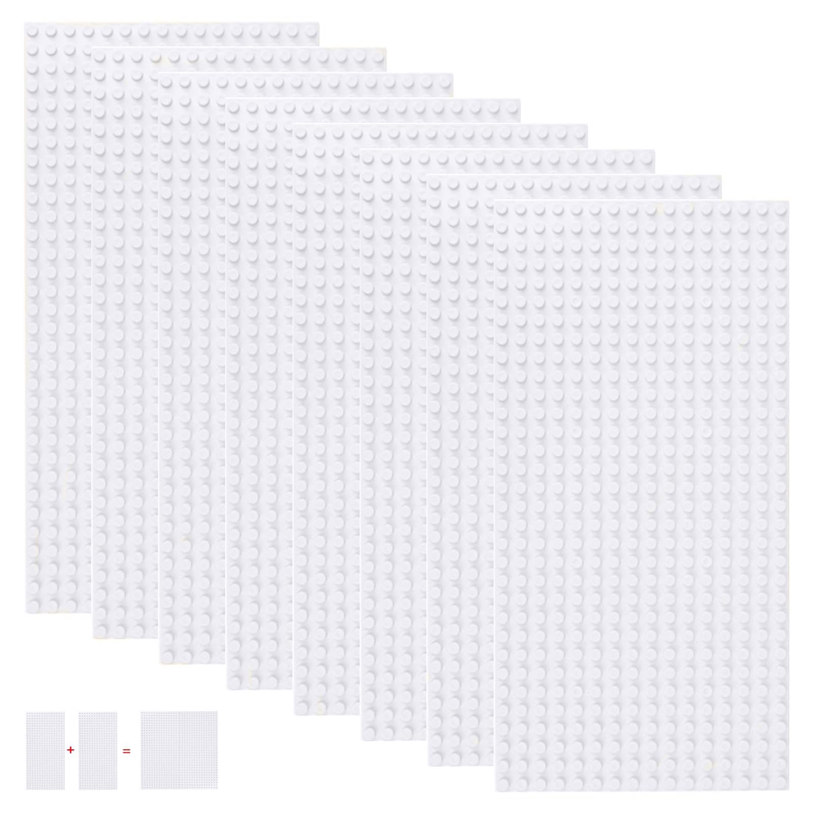 shineFinder 8 base Plates Compatible with Lego, Baseplate 5"x10" with 16 x 32 stud board (White)