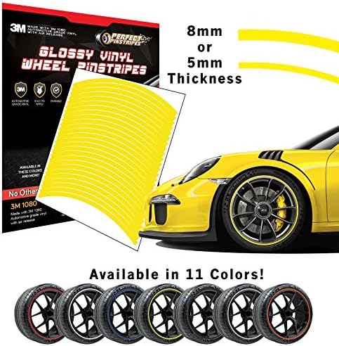 Perfect Pinstripe Gloss Wheel Kit | Pre-cut 3M 1080 Vinyl Pinstriping | Curved Tape For A Perfect Fit (17" Wheel, 5mm Stripe, Gloss Bright Yellow G15)
