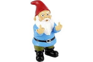 Gnometastic Mini Gnomes - Middle Finger Gnome 3.5in, Double Bird Gnome - Naughty Garden Gnome for Fairy Garden, Funny Garden Gnomes Outdoor Decoration for Yard Patio Lawn Ornament and Home Decor