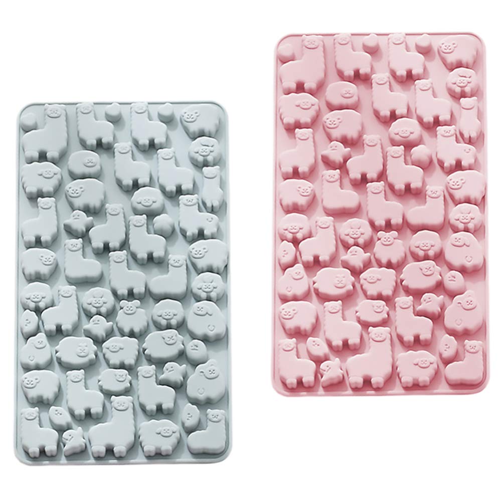 Hemoton Pack of 2 Silicone Baking Moulds, Alpaca Mould, Chocolate, Cake, Christmas, Muffin for DIY Batsel, Cake, Cupcake, Pudding, Sweets, Baking Accessories, Random Colour