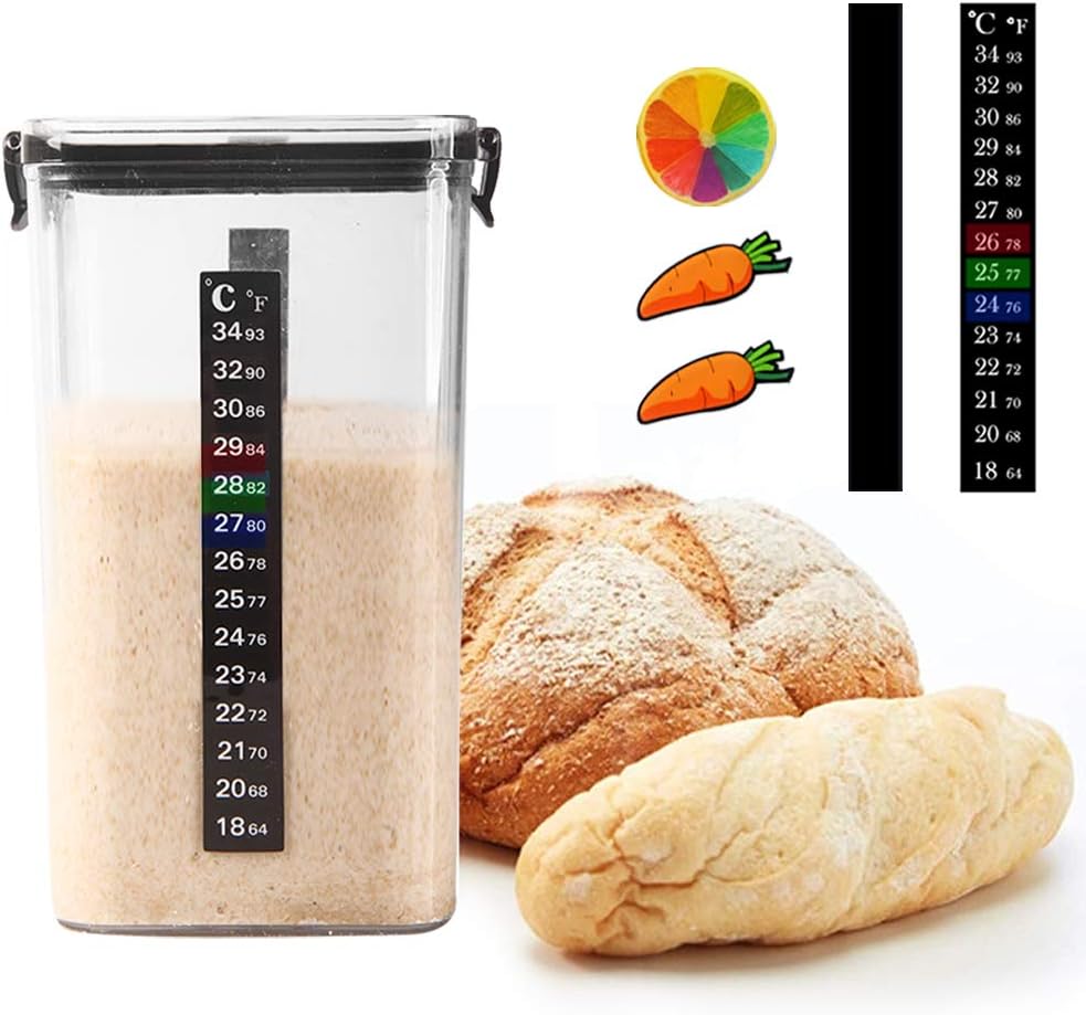 Sourdough Starter Jar Kit, 45 Oz DIY Sourdough Starter Jar with Magnetic Strip, Thermometer, Fruit magnet, Jar cleaning brushes - Reusable Sourdough Jar Kit, Use for Home Bakery & Dry Food Storage