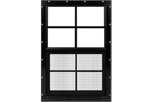 ASSTINOUS 1 Pack Black Shed Window 14" x 21" Flush Mount Window with Tempered Glass and Fiberglass Screen for Chicken Coop Sheds Barns Playhouse