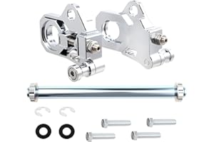 RUDYNESS Motorcycle Rear Axle Adjuster Kit Compatible With For Harley Touring Street Glide Road King FLHR 2009-2023 (Chrome)