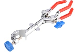 FunChem 3 Prong Swivel Clamp, Lab Clamp 3 Prong Finger Single Adjust Multipurpose 360 Degree Swivel Rubber Coated Clamp with 