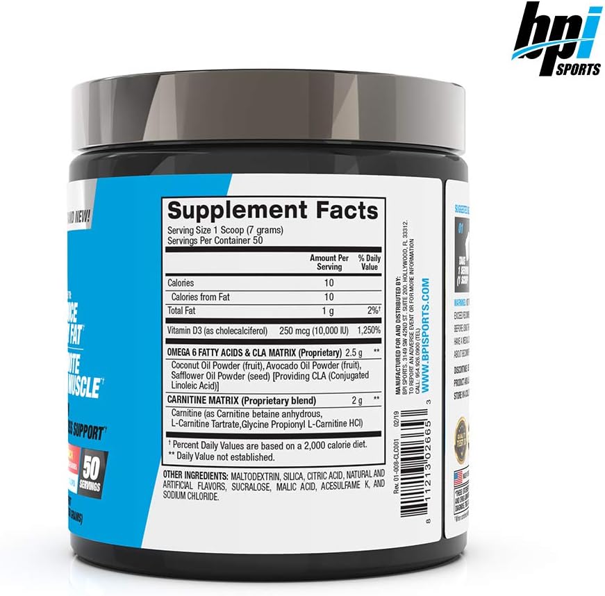 BPI Sports CLA + Carnitine – Conjugated Linoleic Acid – Weight Loss Formula – Metabolism, Performance, Lean Muscle – Caffeine Free – For Men & Women – Fruit Punch – 50 servings – 12.34 oz: Health & Personal Care