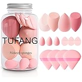 Tufang 14pcs Makeup Sponge Set with Storage Box – Includes Triangle Powder Puffs, Mini Beauty Eggs, Air Cushion Puffs – for B