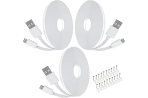 SIOCEN 3 Pack 16.4FT USB Power Extension Cable for Yi Camera,Wyze Cam,Oculus Go,Echo Dot Kid Edition,Nest Cam,Netvue,Blink,Furbo Dog,Kasa Cam,YI Dome Home Security Camera Flat Micro USB Charging Cord