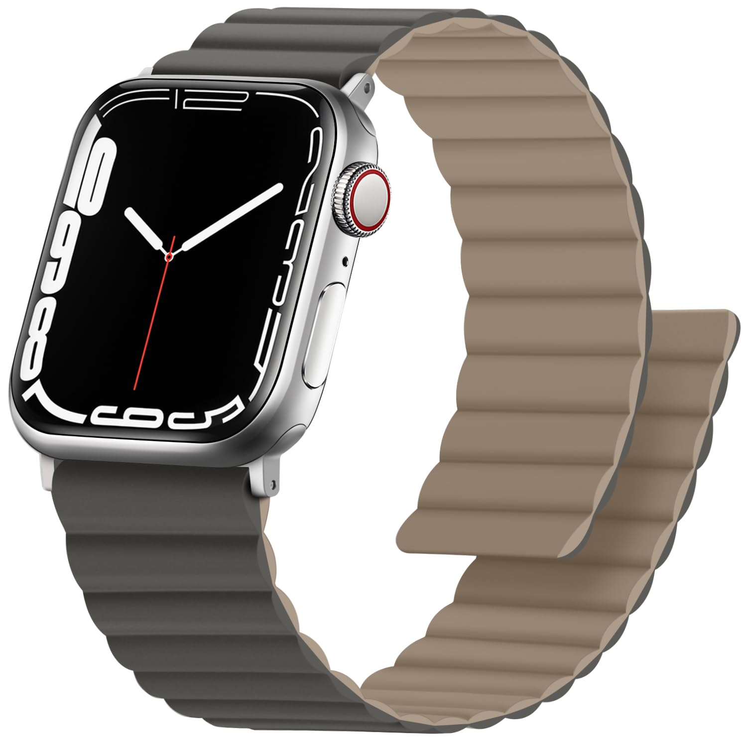 Anlinser Magnetic Straps Compatible with Apple Watch Strap 49mm 46mm 45mm 44mm 42mm 41mm 40mm, Double Side Reversible Band for iWatch Ultra 3/2/1 Series 11/10/9/8/7/6/SE (49/46/45/44, Gray/Coffee)