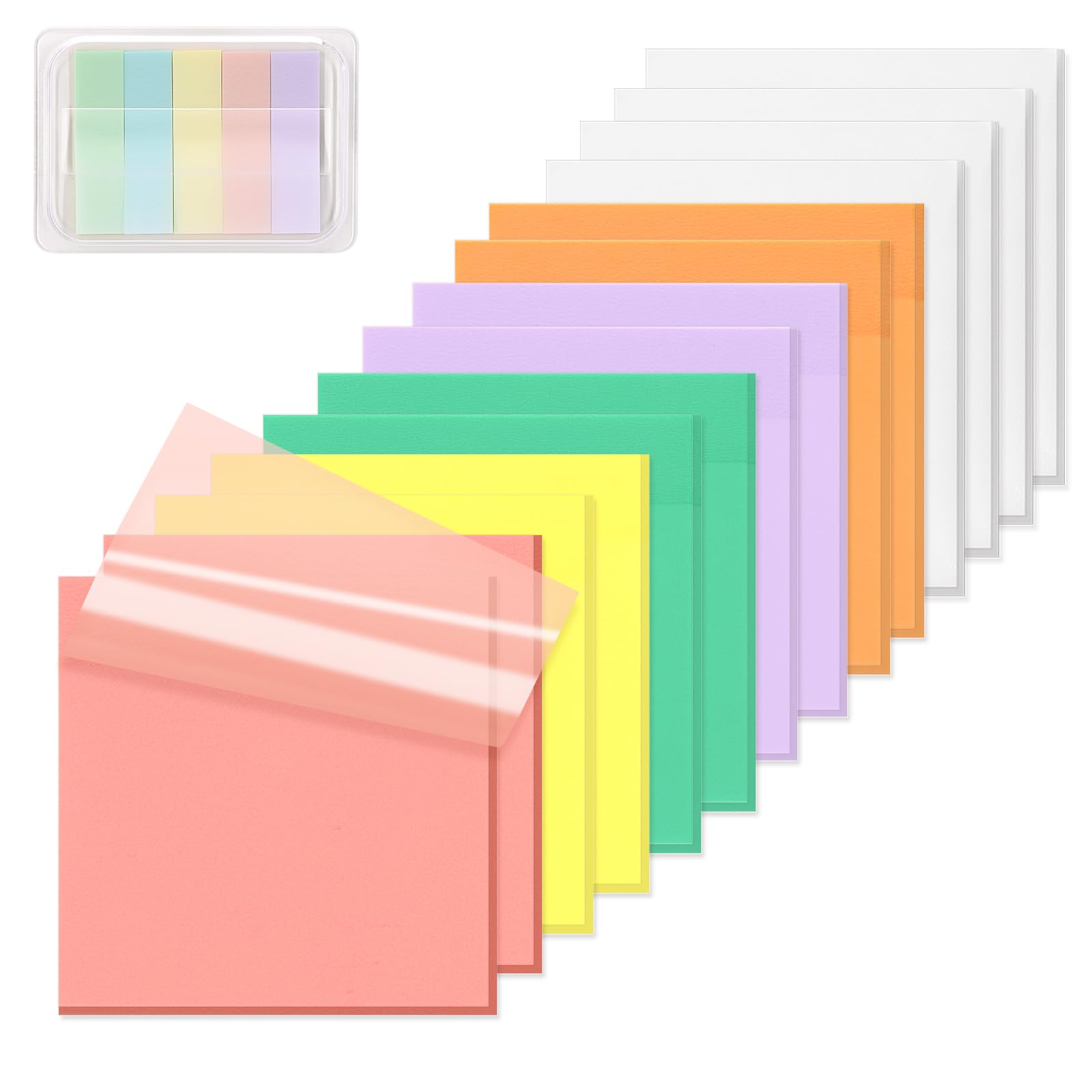 Photo 1 of ?SYMDROMIA Transparent Sticky Notes, 3"x3" Clear Post Translucent Sticky Notes with See Through Self-Adhesive Sticky Pads for Office School College Supplies, 800 Sheets Soft Macron