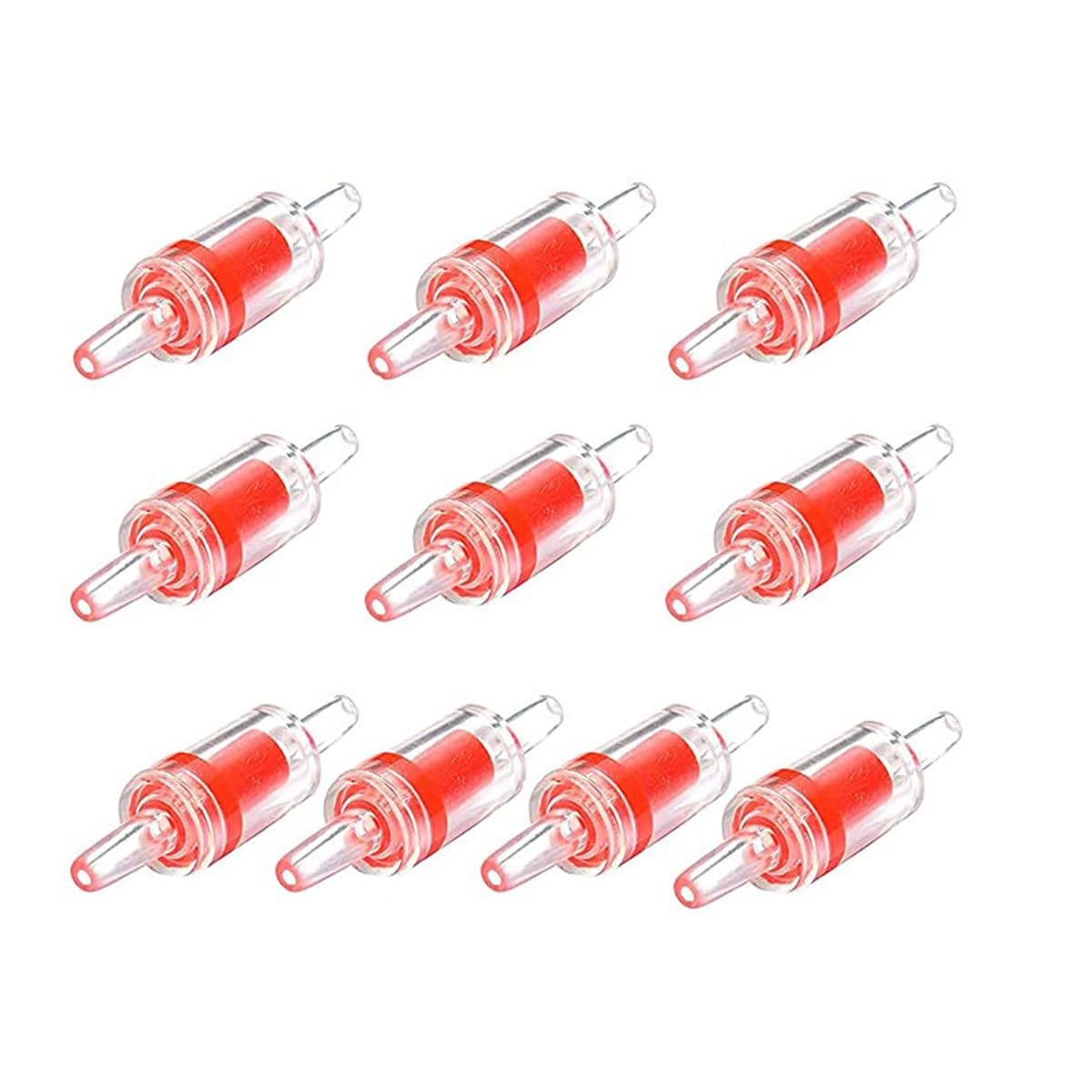 MaoNativey 10 PCS Aquarium Air Pump Check Valves Red Clear Plastic One Way Non-Return Check Valve for Fish Tank