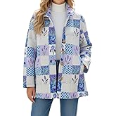 TIAFORD Women's Floral Print Jacket Vintage Patchwork Button Down Lightweight Outerwear for Spring Fall Daily Office Wear