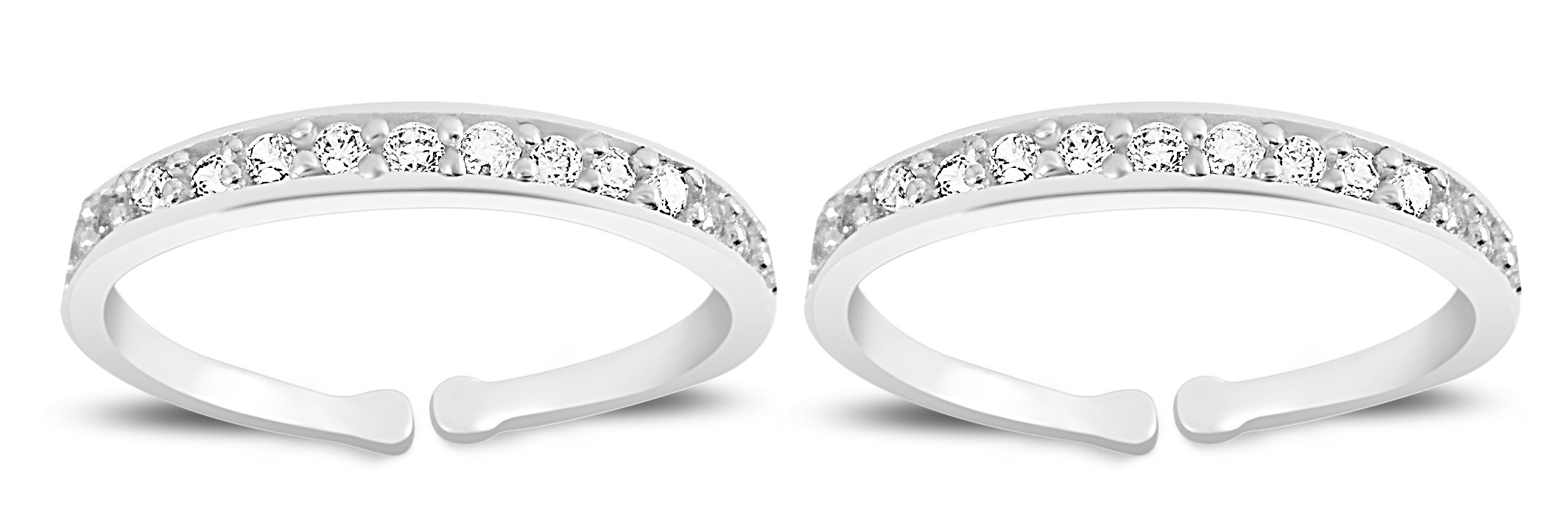 MJ 925 Stunning CZ Toe Rings (Leg Finger Rings) in 92.5 Sterling Silver