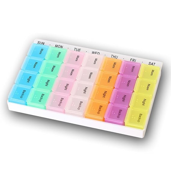 Baanuse 7 Tage Tablettenbox Pillendose Pillenbox, 28 Kammern Medikamentendosierer Wochendosierer