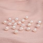 THRELE 20pcs 8-9mm Round Natural Freshwater Pearl Beads, White Freshwater Pearls for Jewelry Making, Bracelets, Necklaces and DIY Craft