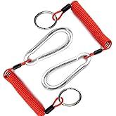 Malloryx 2PCS 6' Breakaway Trailer Cable Trailer Brake Cable RV Stainless Steel Spring Towing Coiled Wire Safety Straps Ground Clip,for Breakaway Switch