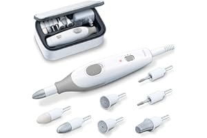 Beurer MP32 Electric Nail Drill with 7 Attachments, Manicure/Pedicure Set with 2-Speed Levels & Dual Rotation for Salon-Quality Nail Care at Home, Including Storage Case