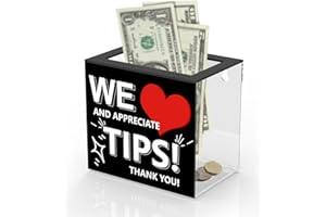 ACFUNIQUE Tip Jar for Bartender Acrylic Tip Box for Money Suggestion Box Donation Jar Box 6 x 4 x 5 Inch Tip Jars Container Collection Box for Restaurant,Musicians,Driver,Bar