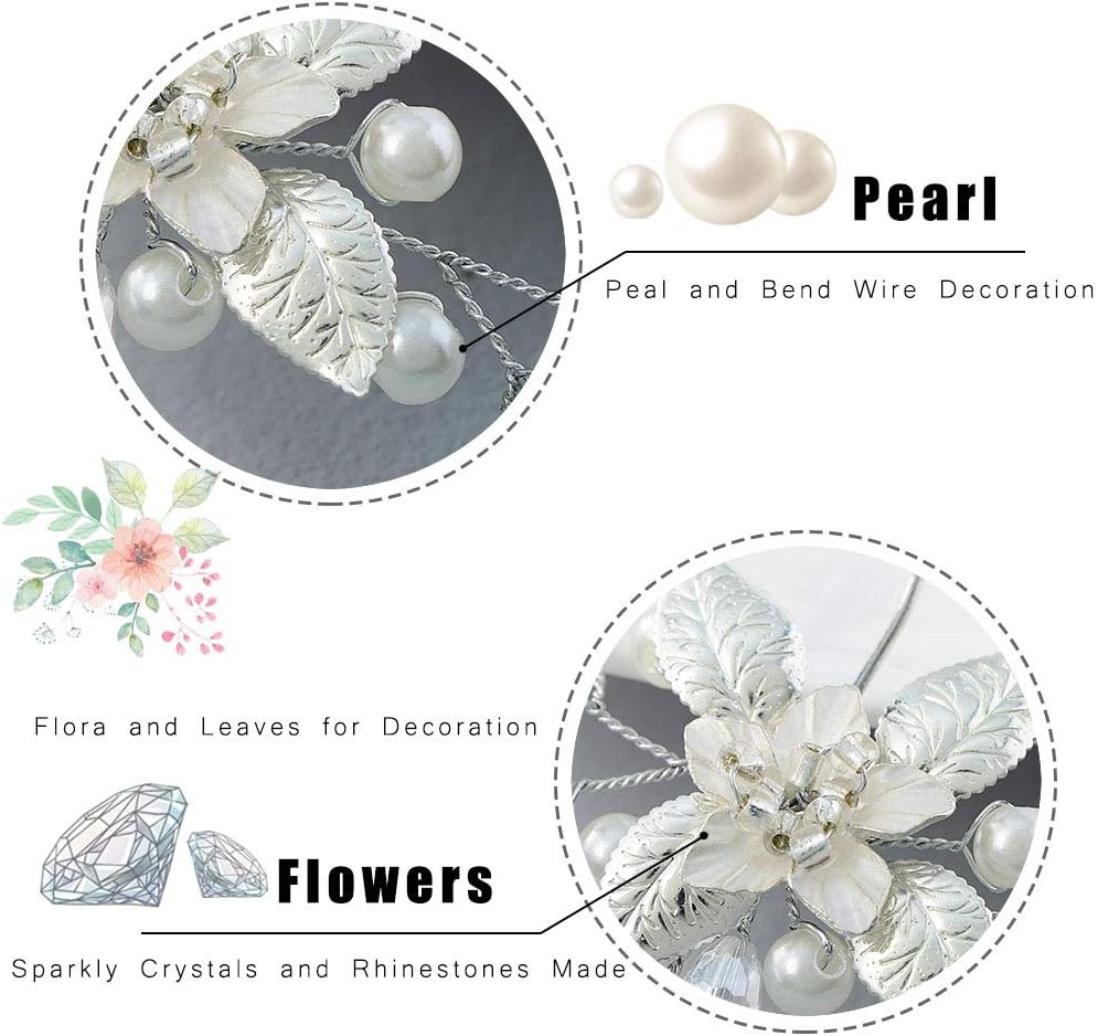 Unicra Flower Wedding Hair Pins Silver Bride Headpieces Bridal Hair Accessories for Women(Pack of 3), 3 Count (Pack of 1) - Image 4