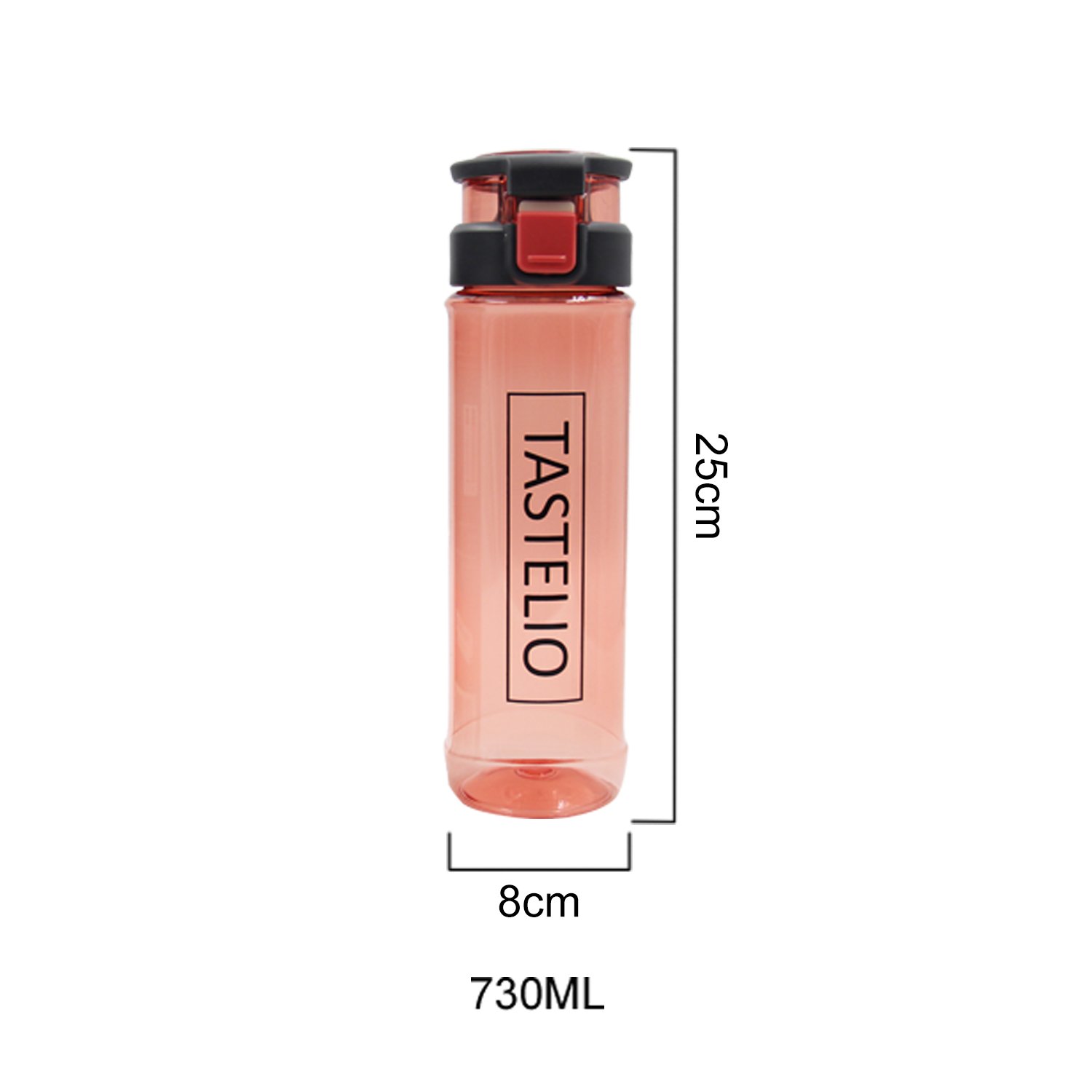 Hochwertige Trinkflasche BPA-frei aus Tritan mit Fruchtsieb für Alltag Sport Freizeit Schule Reisen, 730ml, Sichere 1-Klick-Öffnung, Auslaufsicher, spülmaschinengeeignet (Rot, 730ml (24.6oz))