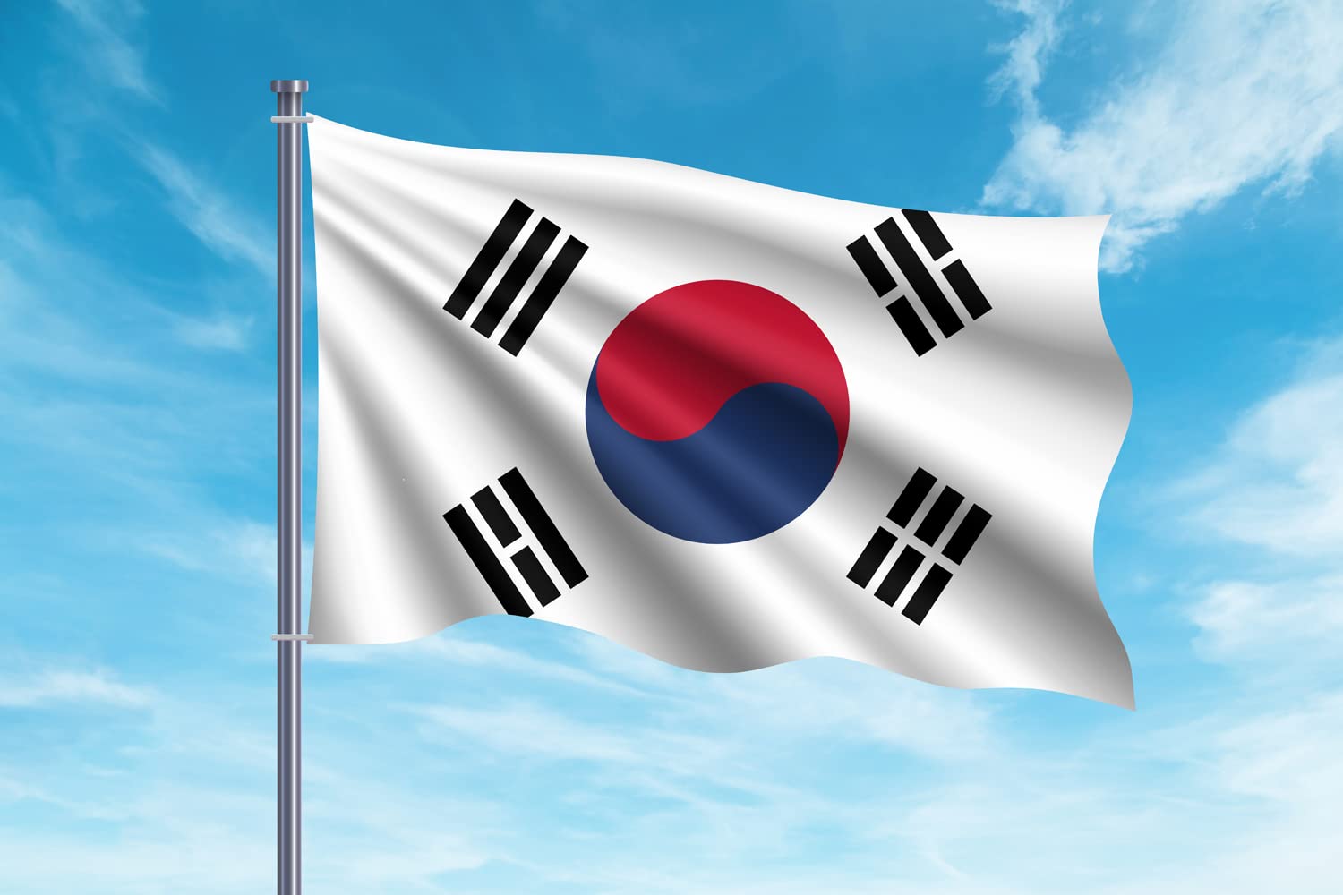 OEDIM Flag of South Korea | 150 x 85 cm | Reinforced and Stitched | Flag with 2 Metal Eyelets and Waterproof