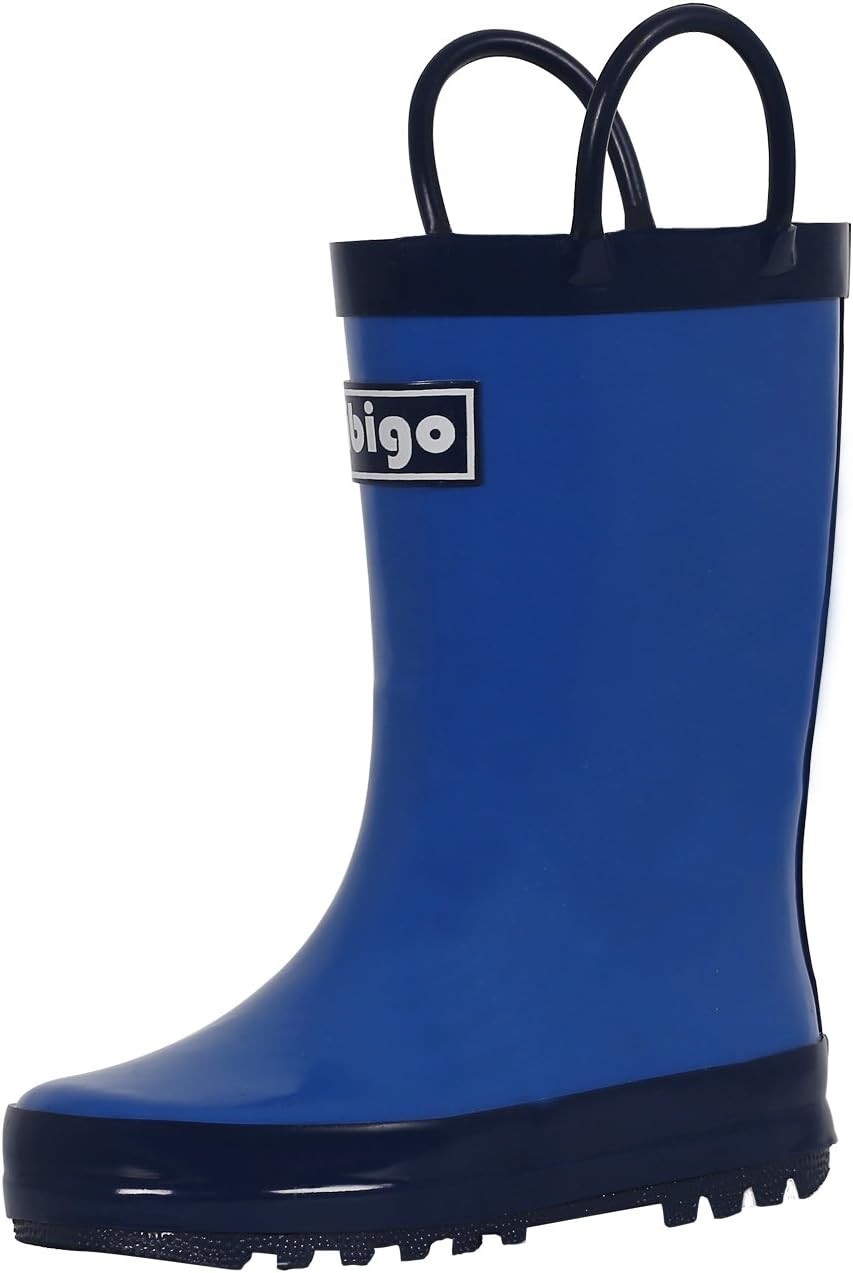 Children's Natural Rubber Rain Boots with Handles Easy for Little Kids & Toddler Boys, Pattern …