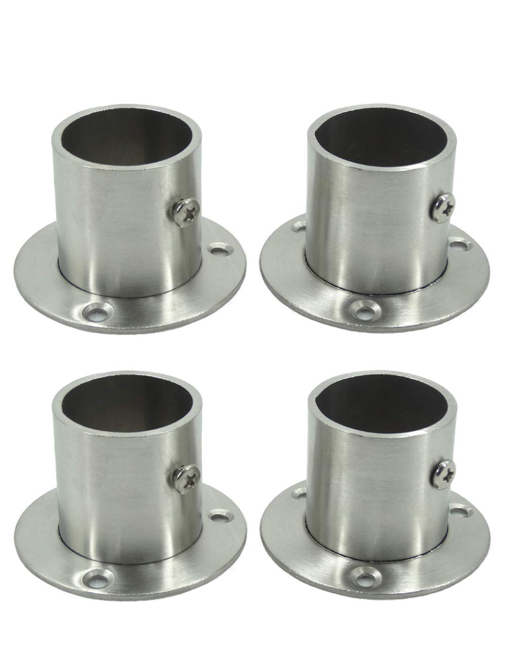 Heavy Duty Stainless Steel Clothes Rail Round Pipe Tie Rod End Bracket for Wardrobe, Set of 4, 62 mm x 62 mm x 40 mm, Rustproof Adjustable Flange for 32 mm
