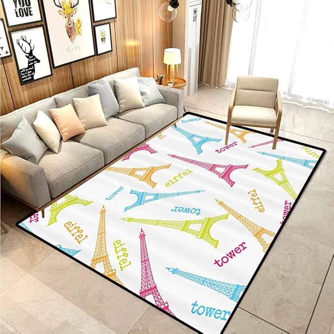 Eiffel Tower Decor Collection Classroom Rug Porch Rug