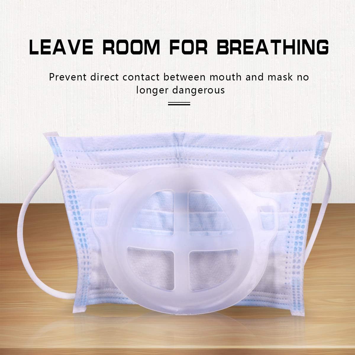 3D Face Bracket for Comfortable Breathing, Inner Support Frame|Under Frame Lipstick Protector Keep Fabric off Mouth to Create More Breathing Space, Reusable Washable Translucent White Pack of 5 - - 