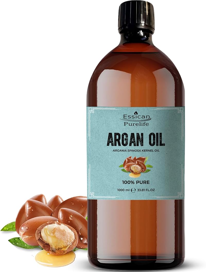 Essican Purelife 1000ml Pure Argan Oil Cold Pressed Hair Skin Face Body Natural