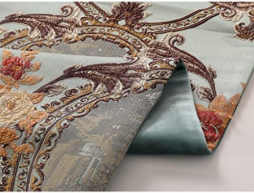 AMCER Green Jacquard Table Runner Beige Stripe Fabric Decoration Bedside Towel 82" x 12.2"