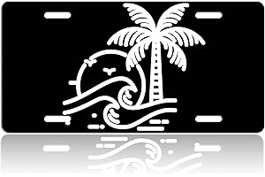 RZZLP Sea Waves Front License,Plate License Personalized Rust-Proof Stainless Steel Car Decoration Vanity Car Tags License Plate Cover for Men Women,12.2" X 6.2"