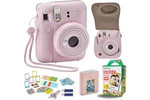 BLUEBIRDSALES Fujifilm Instant Mini Camera + Accessory Bundle & Compatible Custom Case + Fuji Instant (20 Shots) Designer Mini Photo Album (60 Pockets) (Blossom Pink)