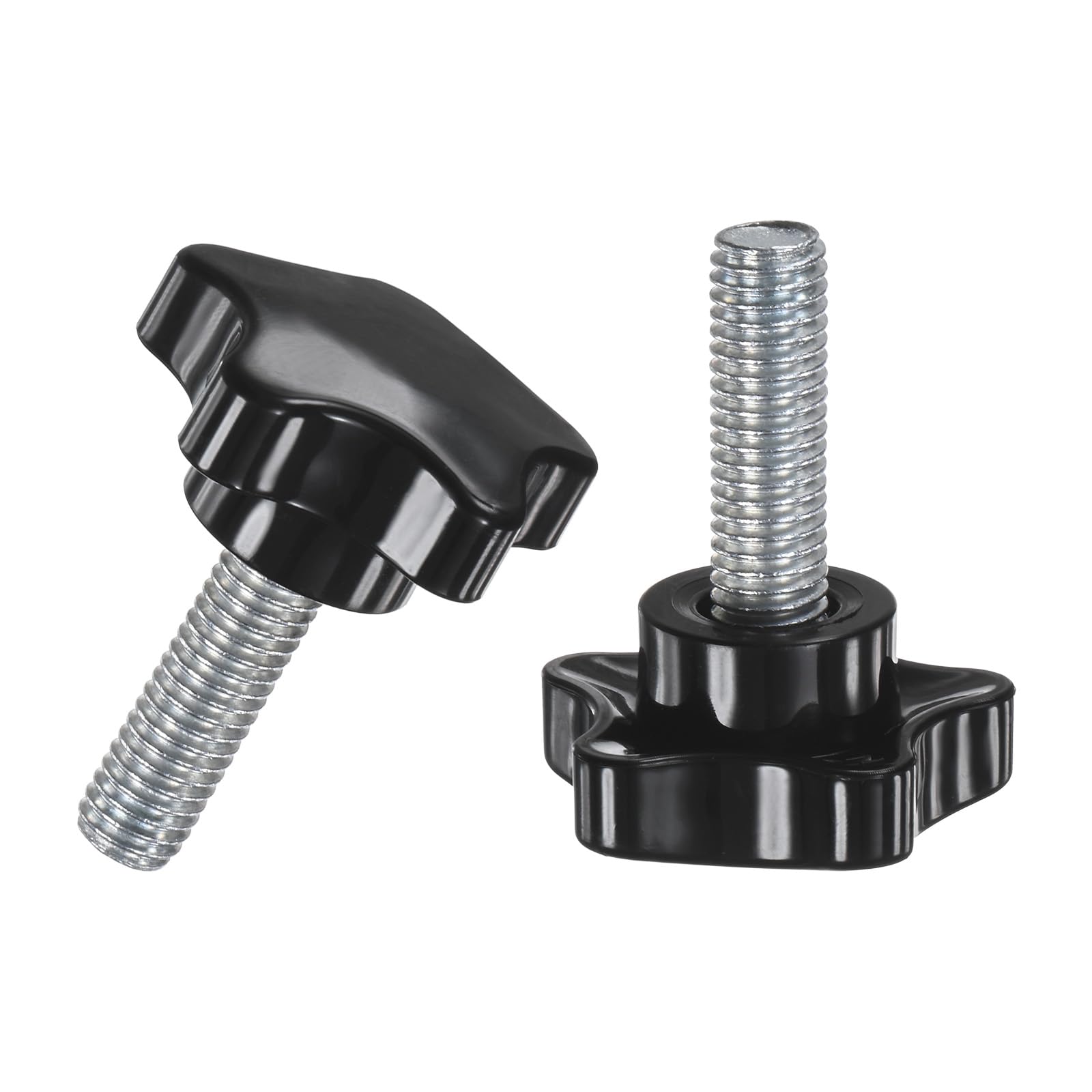 M METERXITY 2-Pack Star Clamping Knobs, M10x30mm Male Thread Hand Tightening Screw for Machinery/Electronic/Furniture/Umbrella Base, Machine Handle Replacement [39mm, Black]