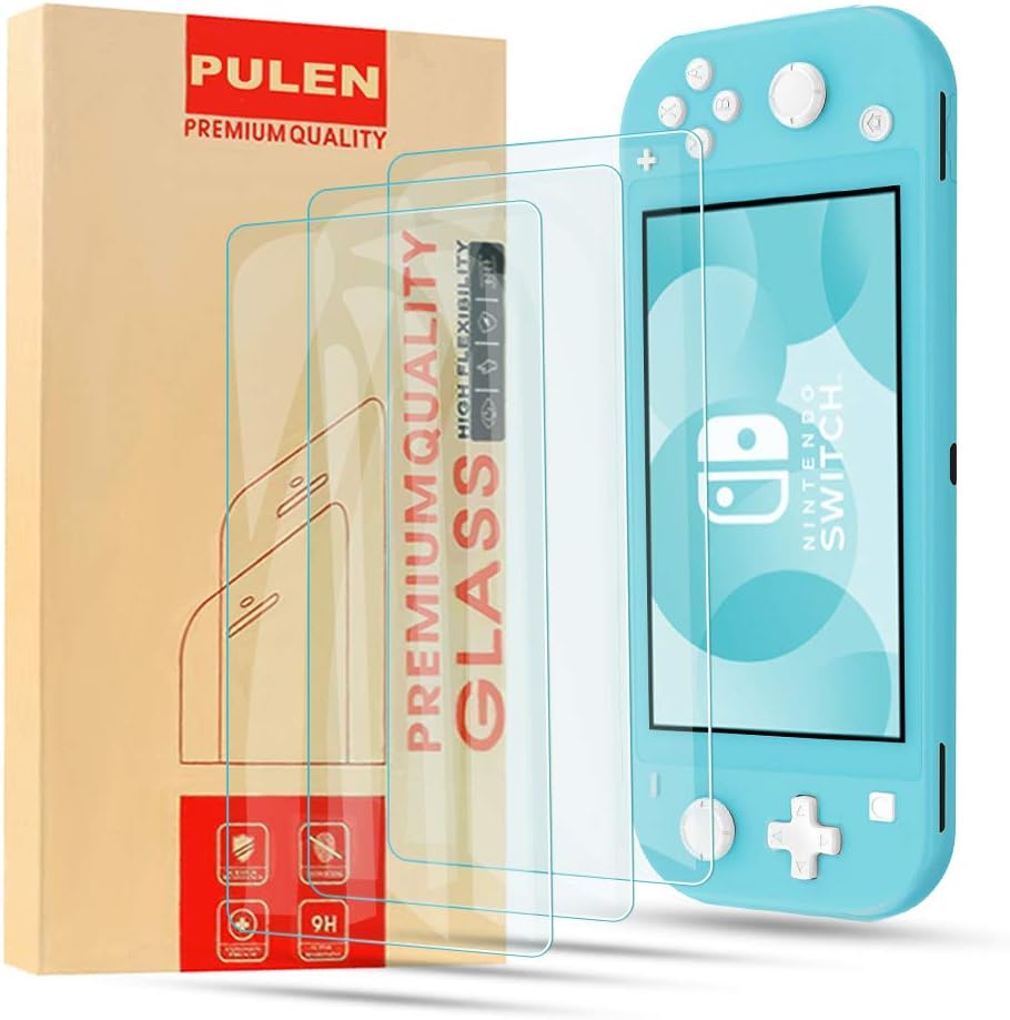 [3-Pack] PULEN for Switch Lite Screen Protector (2019),HD Clear Anti-Scratch Bubble Free 9H Hardness Tempered Glass