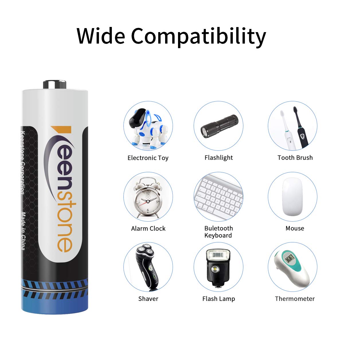 Keenstone 4pcs 2775mWh AA Rechargeable Lithium Batteries with 2 Slot Charger, Constant Output at 1.5V Compatible with Blink XT Camera, Toys, Flashlight