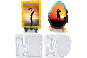ACTVTY Resin Mold for Photo Frame, Picture Frame Resin Molds with Stand Holder, Rectangle & Oval of Irregular Edge Frame Silicone Molds for Resin Casting, DIY Personalized Gifts Home Decor (2 Sets)