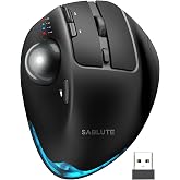 Ergonomic Wireless Trackball Mouse, Rechargeable Adjustable 0&deg;/18&deg; Angle | SABLUTE MAM1 Pro Thumb Control Mice, Quiet Click, 3 Multi-Device Bluetooth &amp; USB Receiver for Office, Windows Mac-Gray Ball