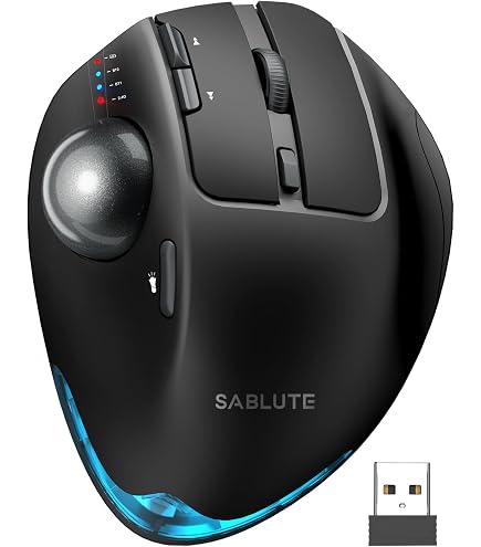 Ergonomic Wireless Trackball Mouse, Adjustable 0°/18° Angle