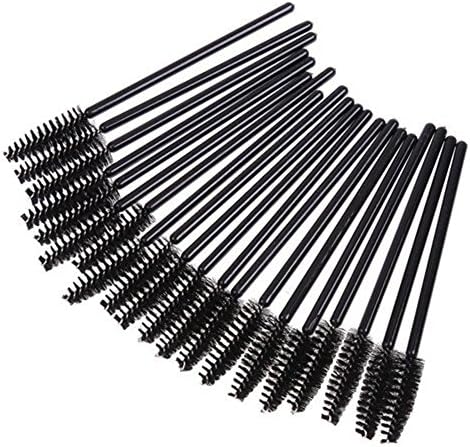 SupplyEU 50 PCS Black Disposable Eyelash Mascara Wands Applicator Brush Makeup Cosmetic Tool