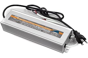 ELXJAR 200W 12V Waterproof IP67 LED Power Supply Driver Transformer, 90-140V AC to 12V DC Low Voltage Output for Outdoor Use with Plug